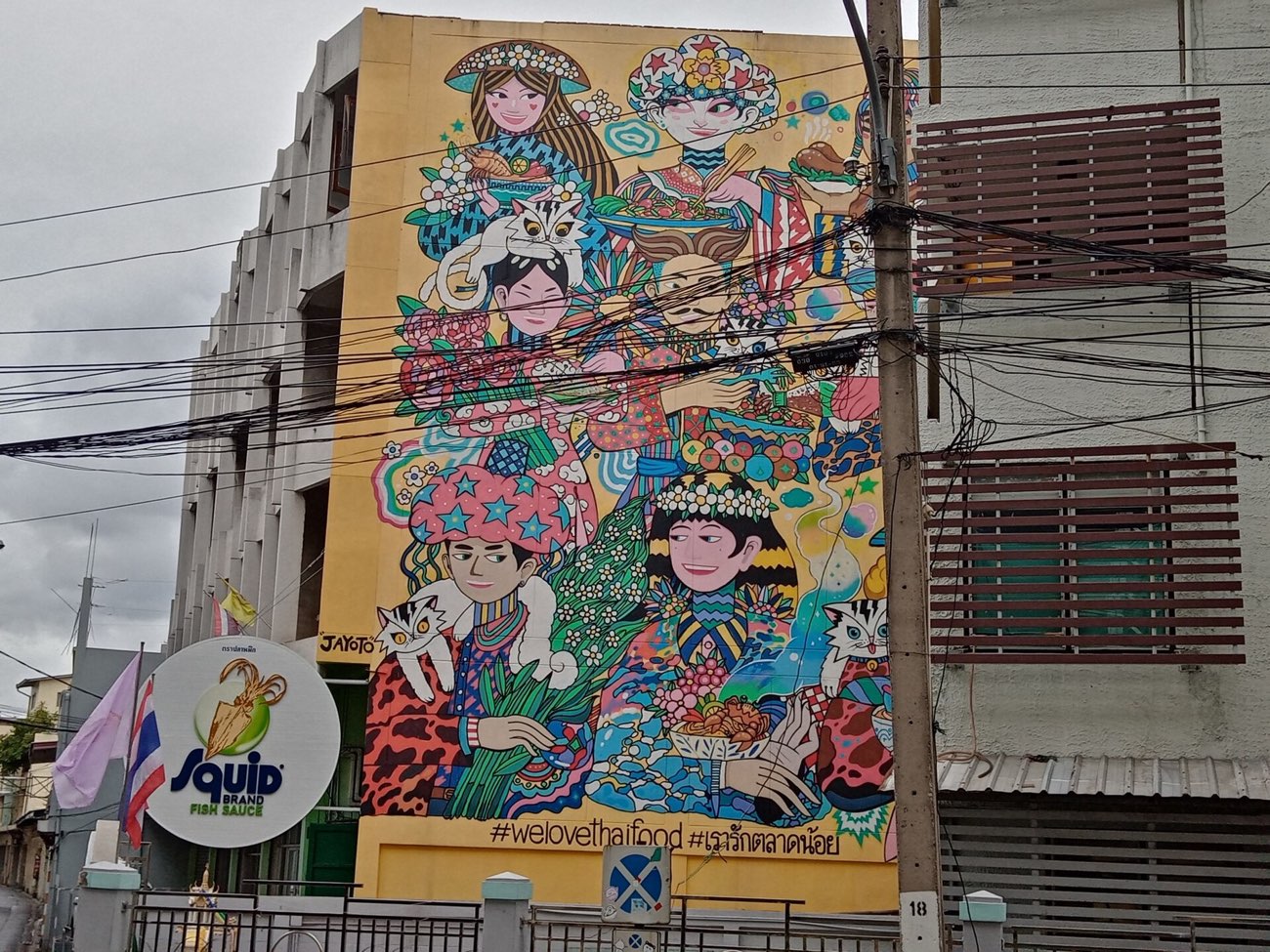 Street art and old shophouses in Talad Noi, Bangkok