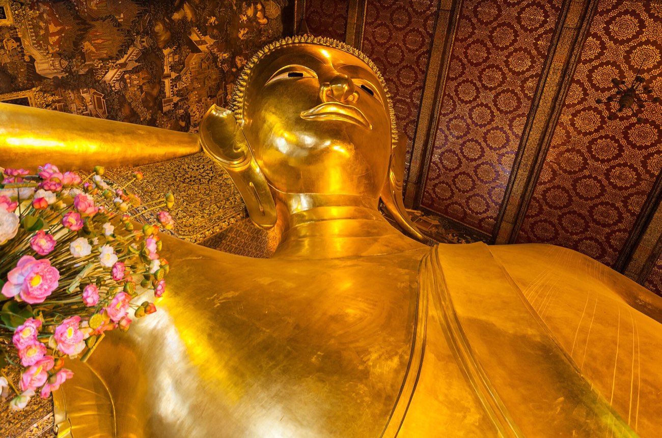 The 46-meter gold Reclining Buddha at Wat Pho, Bangkok